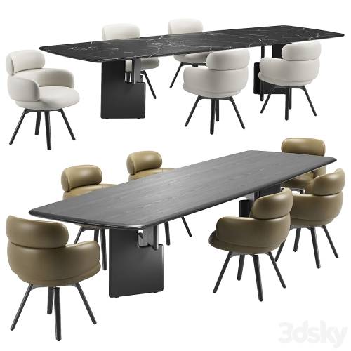 '3dsky Pro - Vivienne Chair & Nico Table by Minotti'
