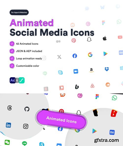 Animated Social Media Icons Pack - Essential UI Collection