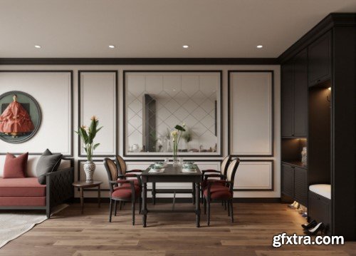 Indochine Living Room Interior Scene