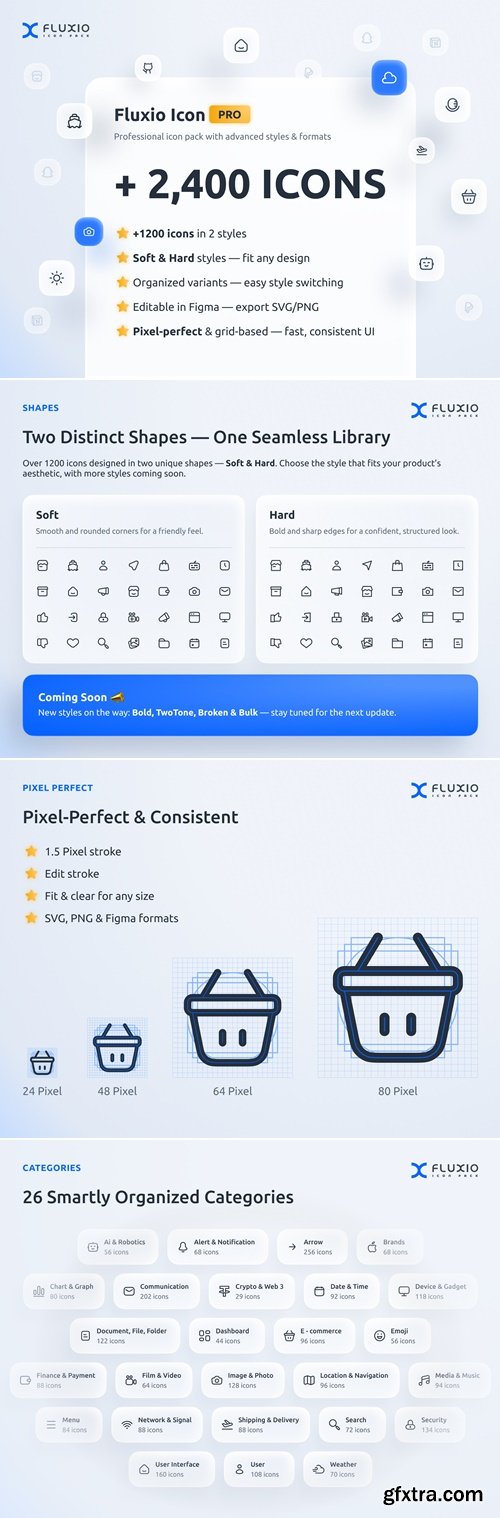 Fluxio Icons Pro - 1200+ pixel-perfect UI icons