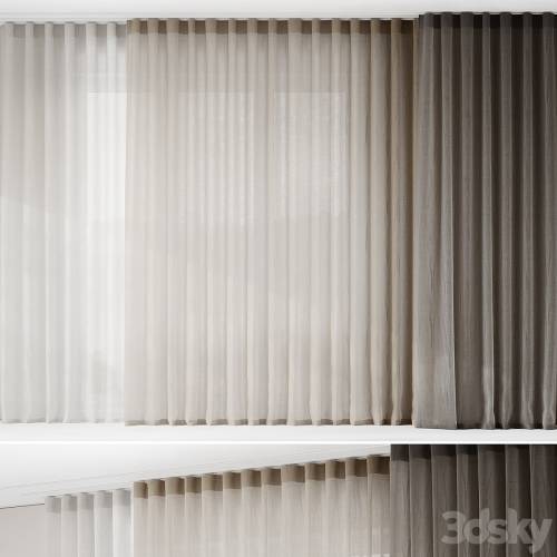 '3dsky Pro - Fine linen curtains on the ceiling cornice'