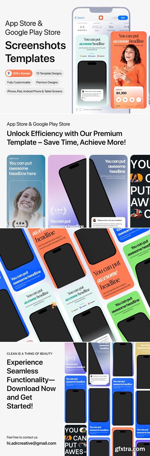 Finance App Premium Screenshots Template