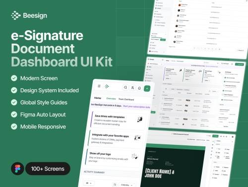 'Beesign - e-Signature Document Dashboard UI Kit' 'Beesign - e-Signature Document Dashboard UI Kit'