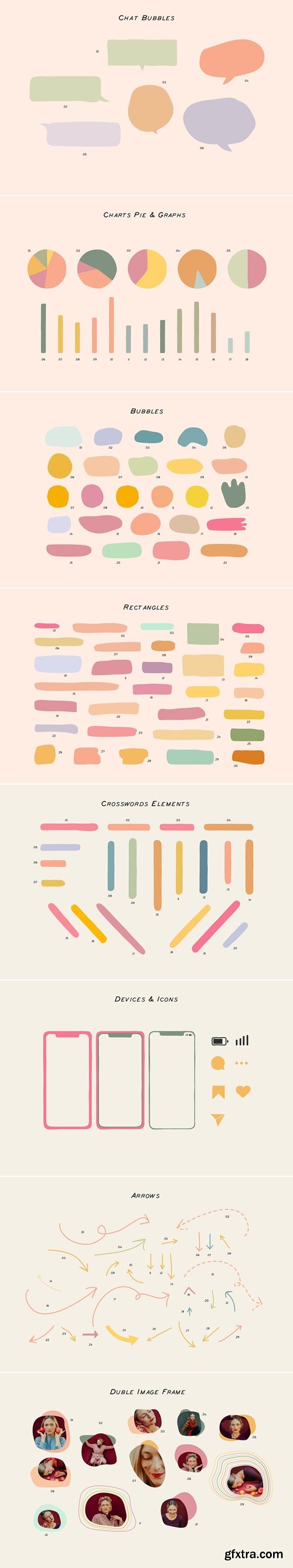 CreativeMarket - CANVA Elements Bubbles Arrows Frames 5580205
