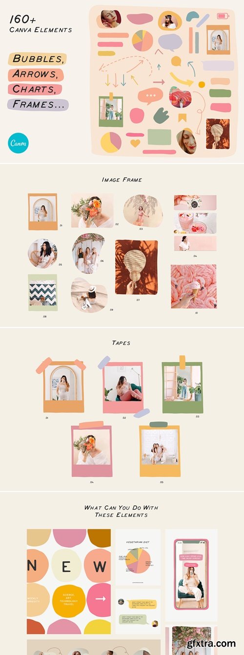 CreativeMarket - CANVA Elements Bubbles Arrows Frames 5580205