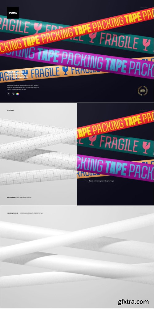 Creatsy - Multiple Sizes Packaging Tapes Close-up Mockup - 2109692245