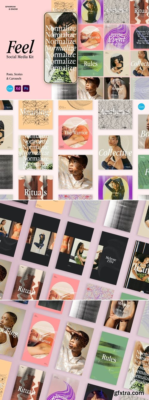 CreativeMarket - Feel - Social Media Kit CANVA & PS 7447875