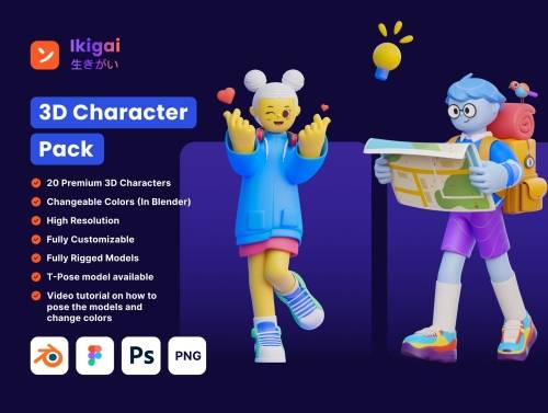 'Ikigai - 3D Character Pack' 'Ikigai - 3D Character Pack'