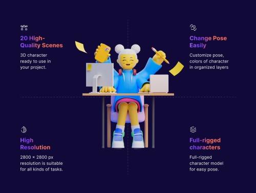 'Ikigai - 3D Character Pack' 'Ikigai - 3D Character Pack'