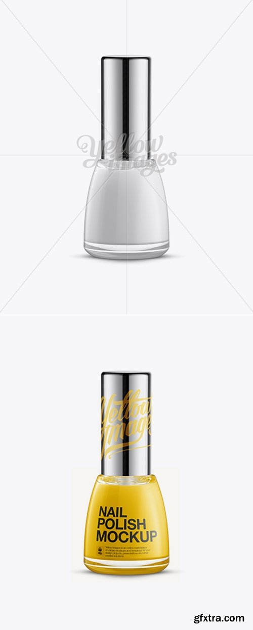 YellowImages - Glossy Nail Polish Bottle w/ Chrome Cap Mockup 11603