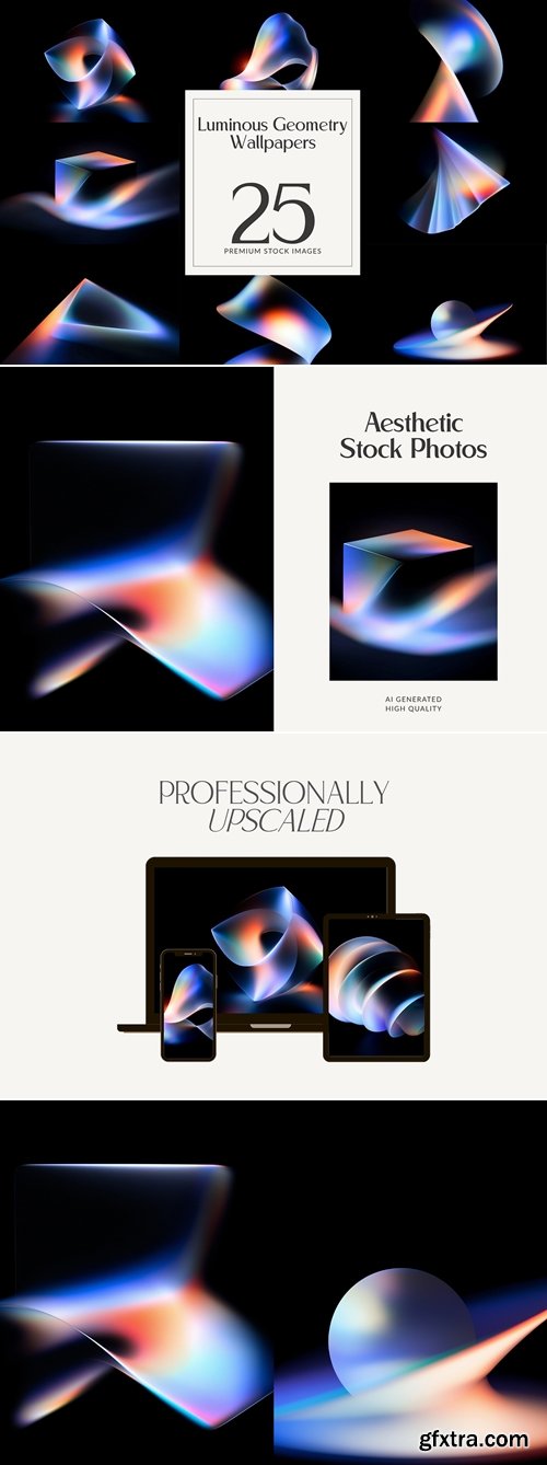 CreativeMarket - 25 Luminous Geometry Wallpapers 291871681