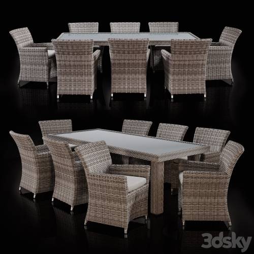 '3dsky Pro - Savannah 9 Piece Outdoor Wicker Dining Set'
