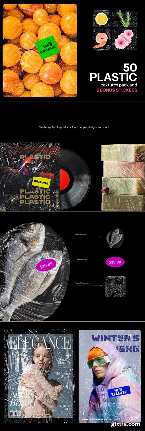 50 Plastic Textures Pack - PNG & PSD Files