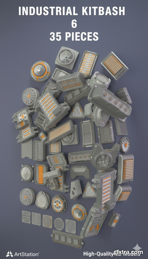 Artstation - Industrial Kitbash-6 - 35 pieces