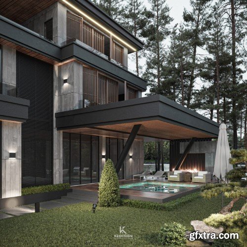 3ds Max Villa Exterior Scene 02 3ds Max Villa Exterior Scene 02