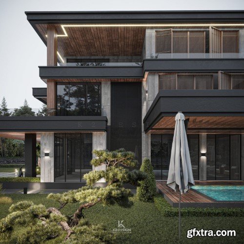 3ds Max Villa Exterior Scene 02 3ds Max Villa Exterior Scene 02