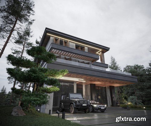 3ds Max Villa Exterior Scene 02 3ds Max Villa Exterior Scene 02