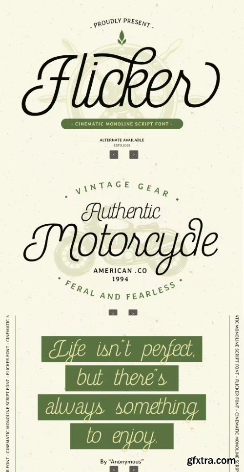 Flicker - Cinematic Monoline Script Font