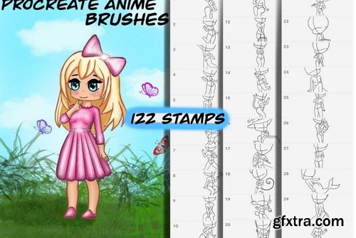 Brushgalaxy - 60 Anime Stamps - Procreate anime brushes