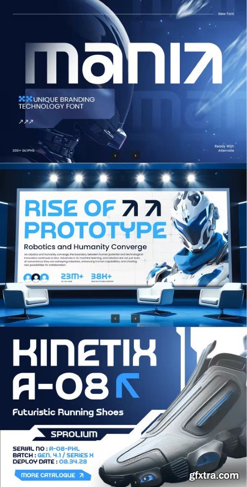 Mania - Unique Branding Technology Font