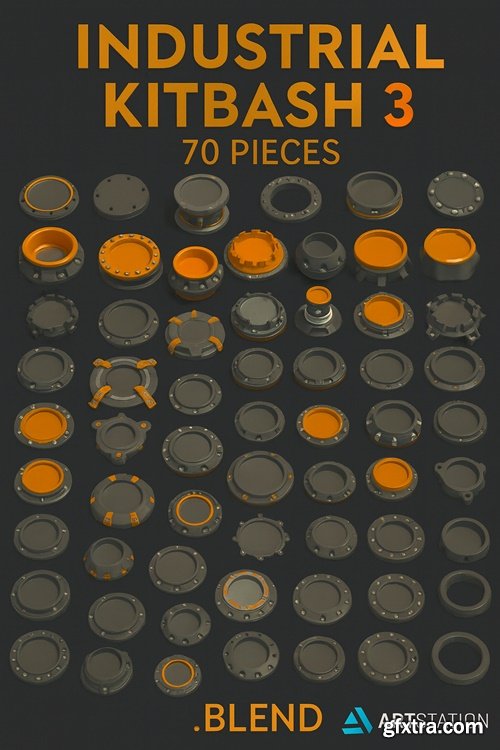 Artstation - Industrial Kitbash-3 - 70 pieces