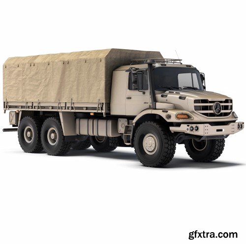 Renderhub - Mercedes-Benz Zetros 3042 Tarpaulin Body 2019 3D Model