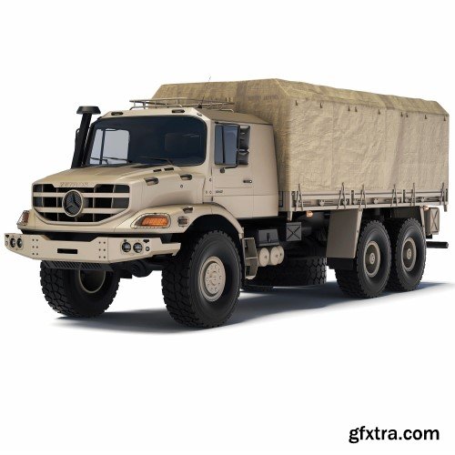 Renderhub - Mercedes-Benz Zetros 3042 Tarpaulin Body 2019 3D Model