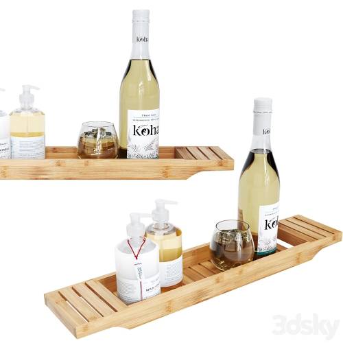 '3dsky Pro - Mind Reader 27in Brown Bamboo Bathtub Caddy Organizer set'