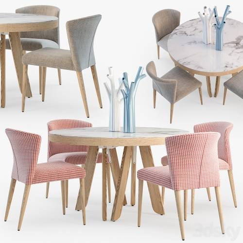 '3dsky Pro - Ligne Roset Satori table Circo chair set'