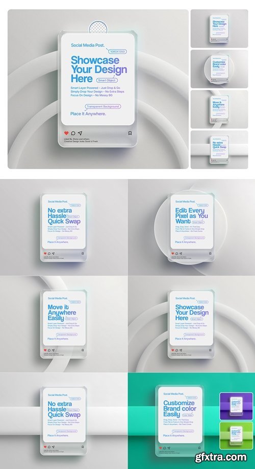 Frosted Glass Instagram Post Showcase Mockup Set - 05 Scene