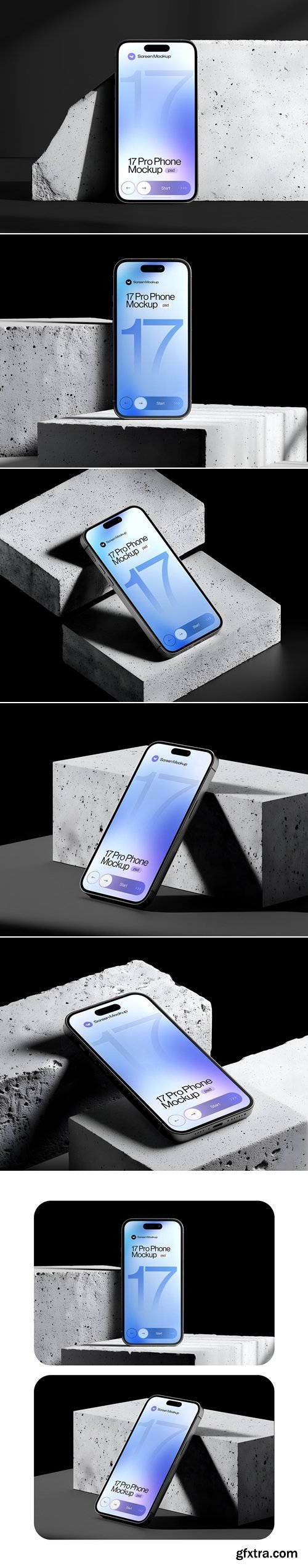 iPhone 17 Pro Mockup On Concrete Blocks - 06 Scene