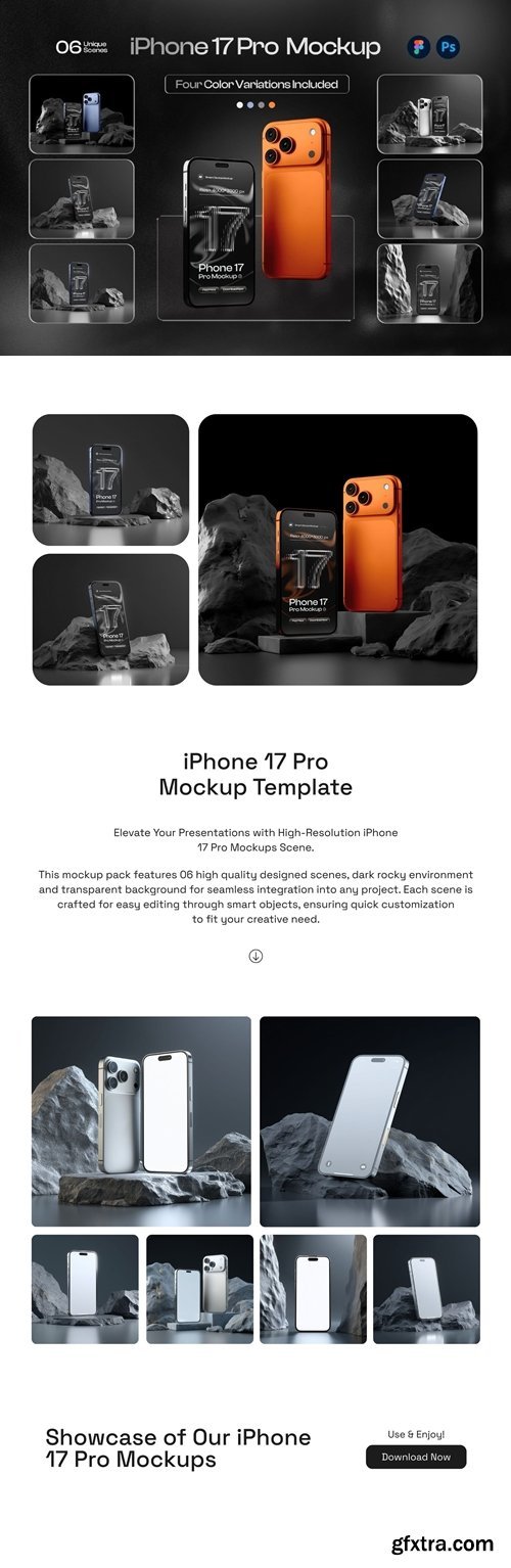 iPhone 17 Pro on Black Background Mockup Set - 06 Scene