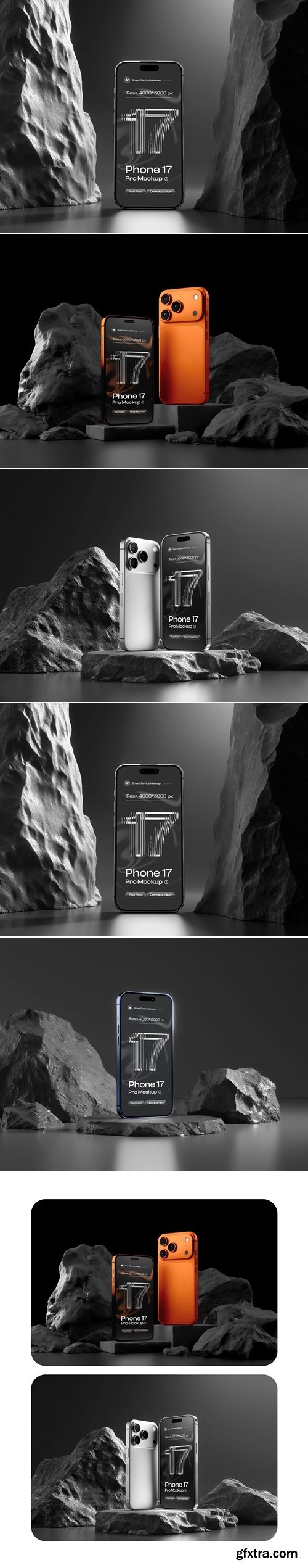 iPhone 17 Pro on Black Background Mockup Set - 06 Scene