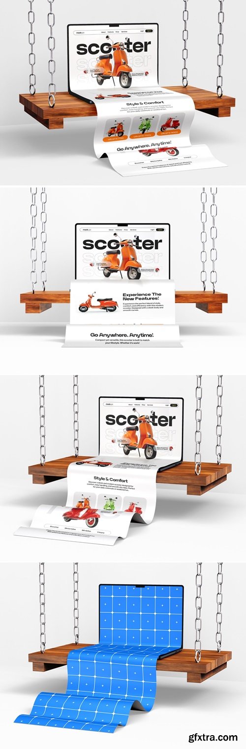 Long Scroll Macbook Screen Mockup Set - 03 Unique Scene