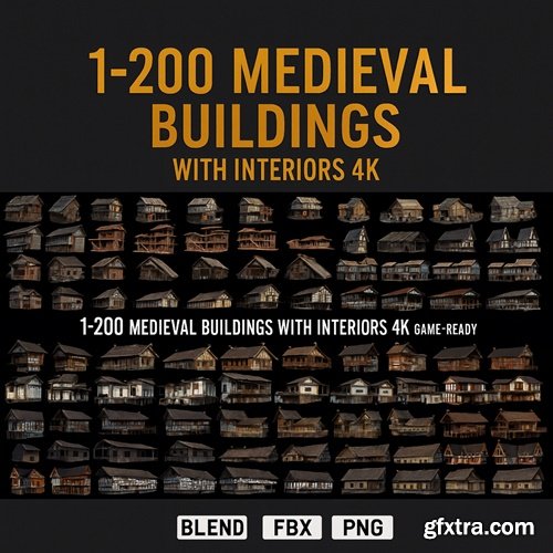 Cgtrader - 1 - 200 OLD MEDIEVAL HOUSES BUILDINGS PACK
