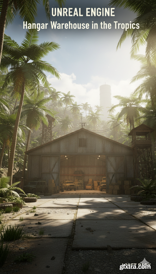 Unreal Engine - Hangar warehouse in the tropics
