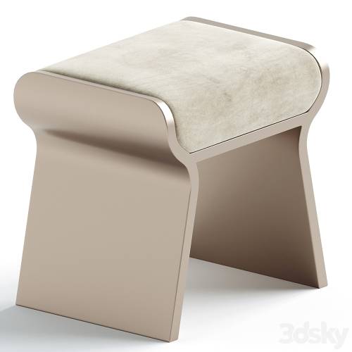 '3dsky Pro - Dandy Stool Upholstered in Cream Fur & Bronze-Patina Brass Details by Kifu Paris'