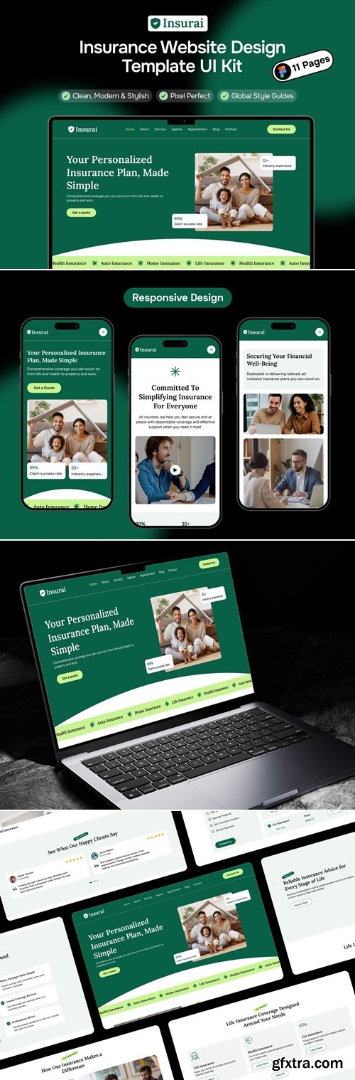 Insurance Website Design Template UI Kit