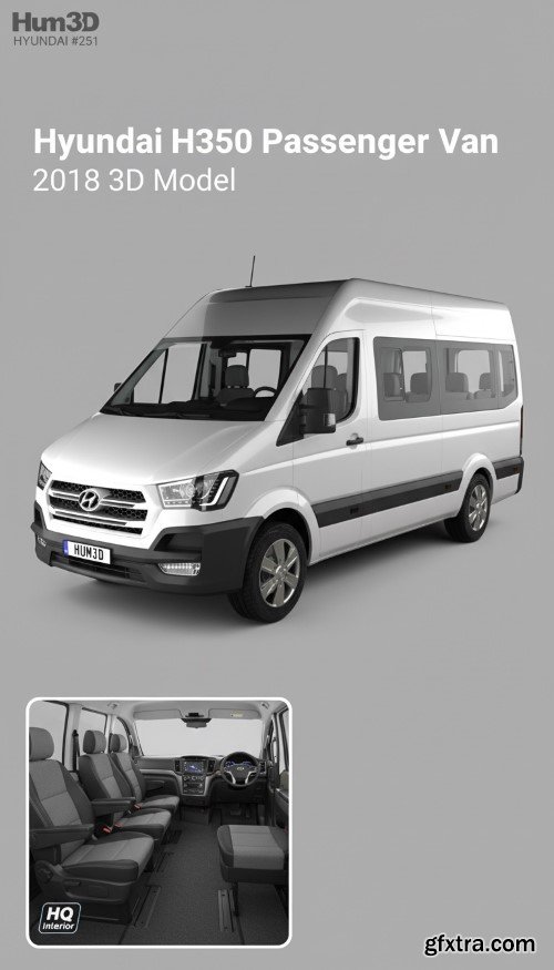 3DModels - Hyundai H350 Passenger Van with HQ interior 2018 3D Model