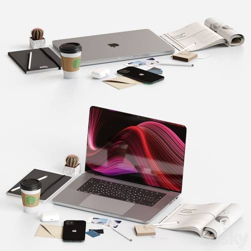 '3dsky Pro - Decorative set on the desktop'