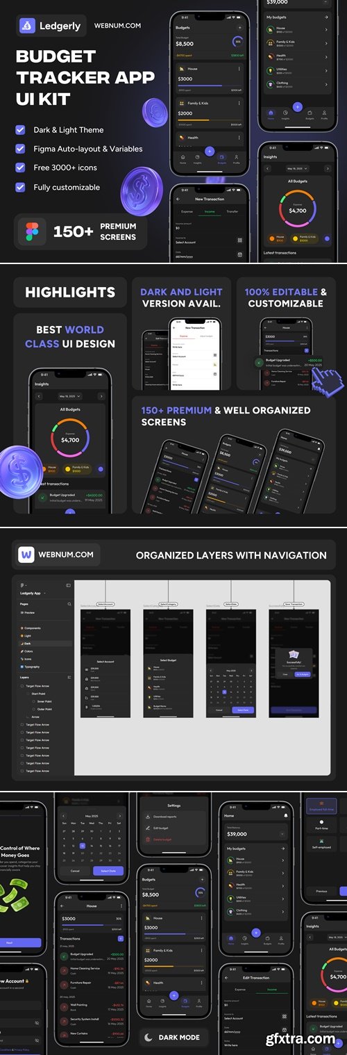 Ledgerly - Budget Tracker App UI Kit