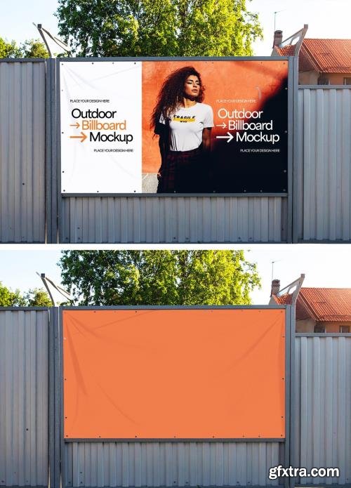 Outdoor Billboard Mockup on Metal Fence 1703238531