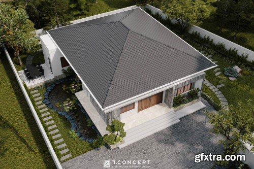 3ds Max Garden House Exterior Scene 03