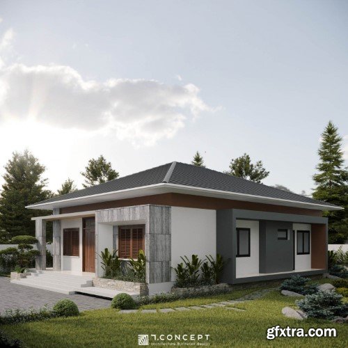 3ds Max Garden House Exterior Scene 03