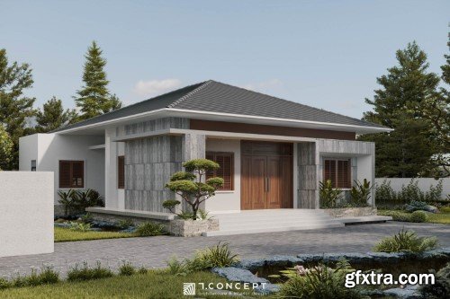 3ds Max Garden House Exterior Scene 03
