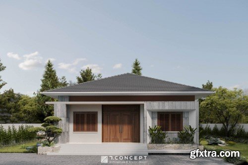 3ds Max Garden House Exterior Scene 03