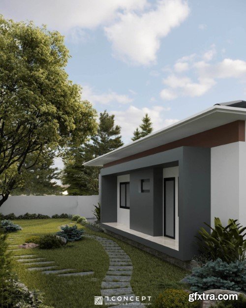 3ds Max Garden House Exterior Scene 03