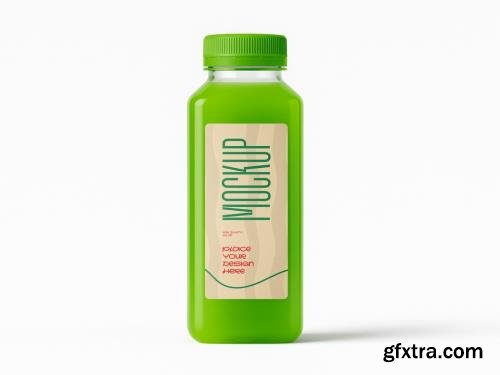 Green Juice Bottle Mockup Fresh Mint & Fruit Drink Packaging Template 1707762046