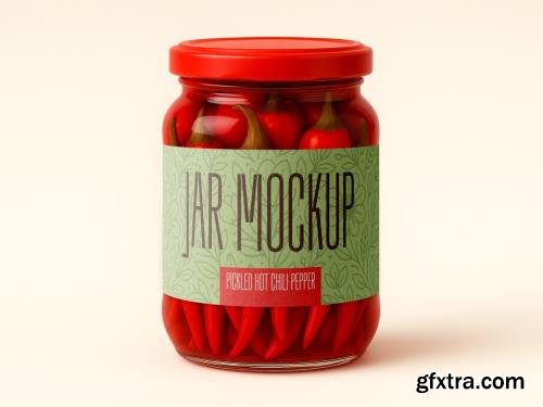 Pickled Hot Chili Pepper Glass Jar Mockup Realistic Packaging Template for Branding and Label Design 1706396174