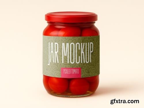 Pickled Tomato Jar Mockup Glass Packaging Template with Editable Label Design 1706395211